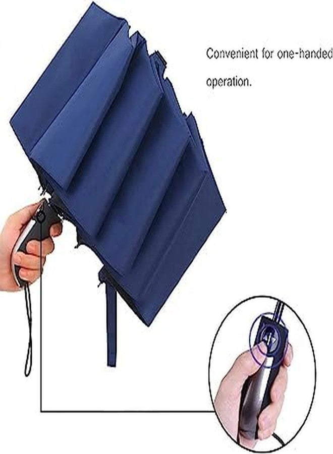 SG-Mart 3-Fold Automatic Open Close Umbrella | Cute Portable Outdoor Rain Umbrella for Men, Women, Kids, Car Travel, Blue (1 Pc) - Image 4