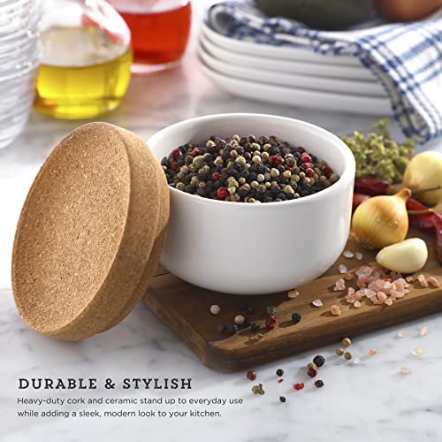 Kamenstein Ceramic and Cork Salt Pig with Easy Lift Lid for Easy Access White - Image 3