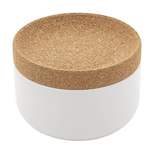 Kamenstein Ceramic and Cork Salt Pig with Easy Lift Lid for Easy Access White - Image 1