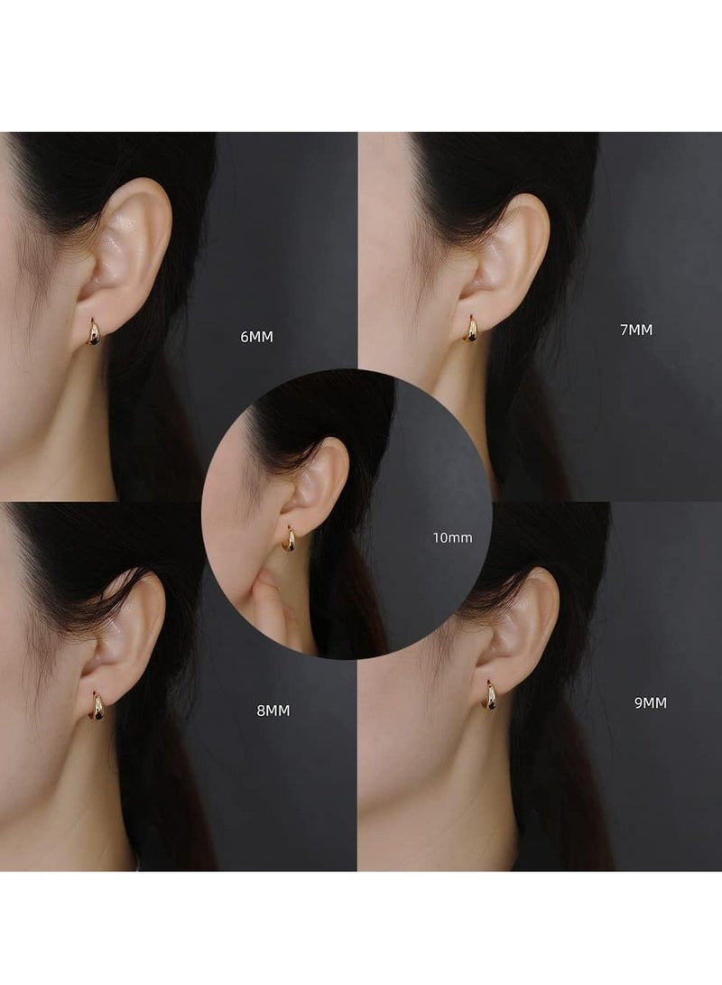 إسكدنيا أقراط دائرية سميكة للنساء من الفضة الإسترليني عيار 925 والذهب عيار 14 قيراط، أقراط عناق مطلية بالذهب، للارتداء اليومي - Image 3