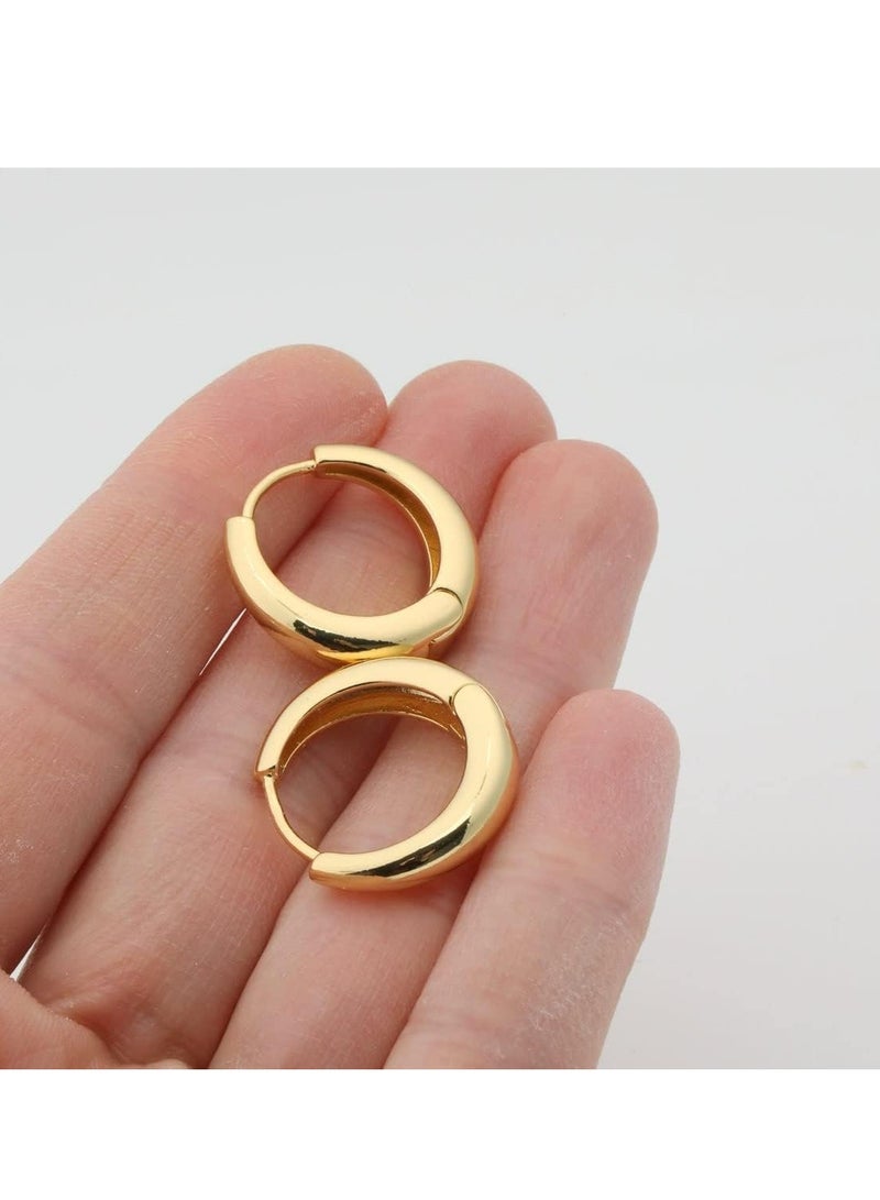 إسكدنيا أقراط دائرية سميكة للنساء من الفضة الإسترليني عيار 925 والذهب عيار 14 قيراط، أقراط عناق مطلية بالذهب، للارتداء اليومي - Image 5