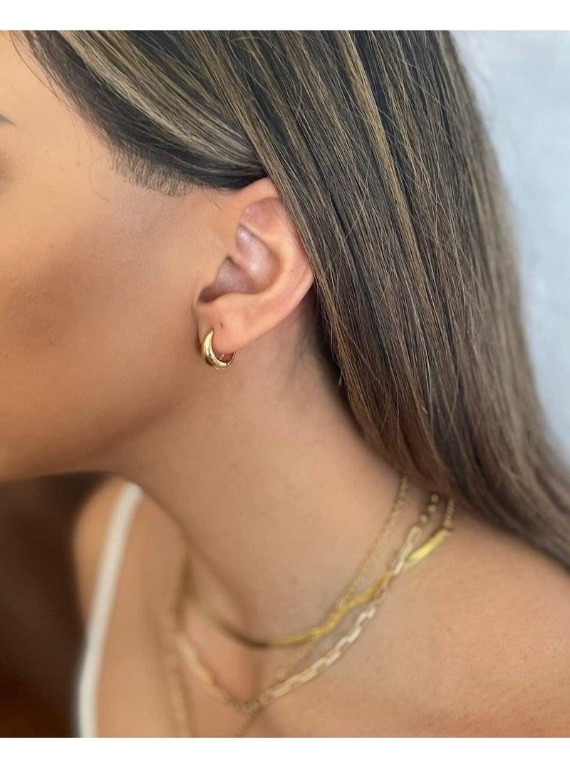 إسكدنيا أقراط دائرية سميكة للنساء من الفضة الإسترليني عيار 925 والذهب عيار 14 قيراط، أقراط عناق مطلية بالذهب، للارتداء اليومي - Image 2