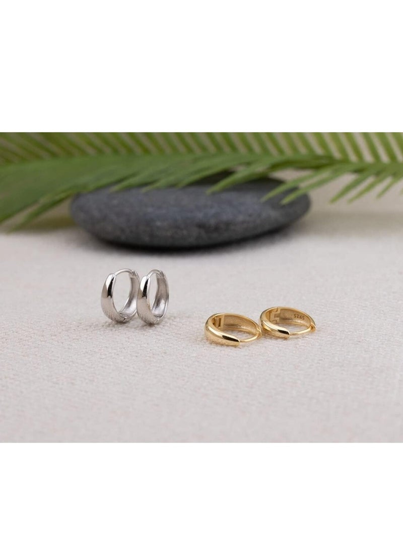 إسكدنيا أقراط دائرية سميكة للنساء من الفضة الإسترليني عيار 925 والذهب عيار 14 قيراط، أقراط عناق مطلية بالذهب، للارتداء اليومي - Image 4