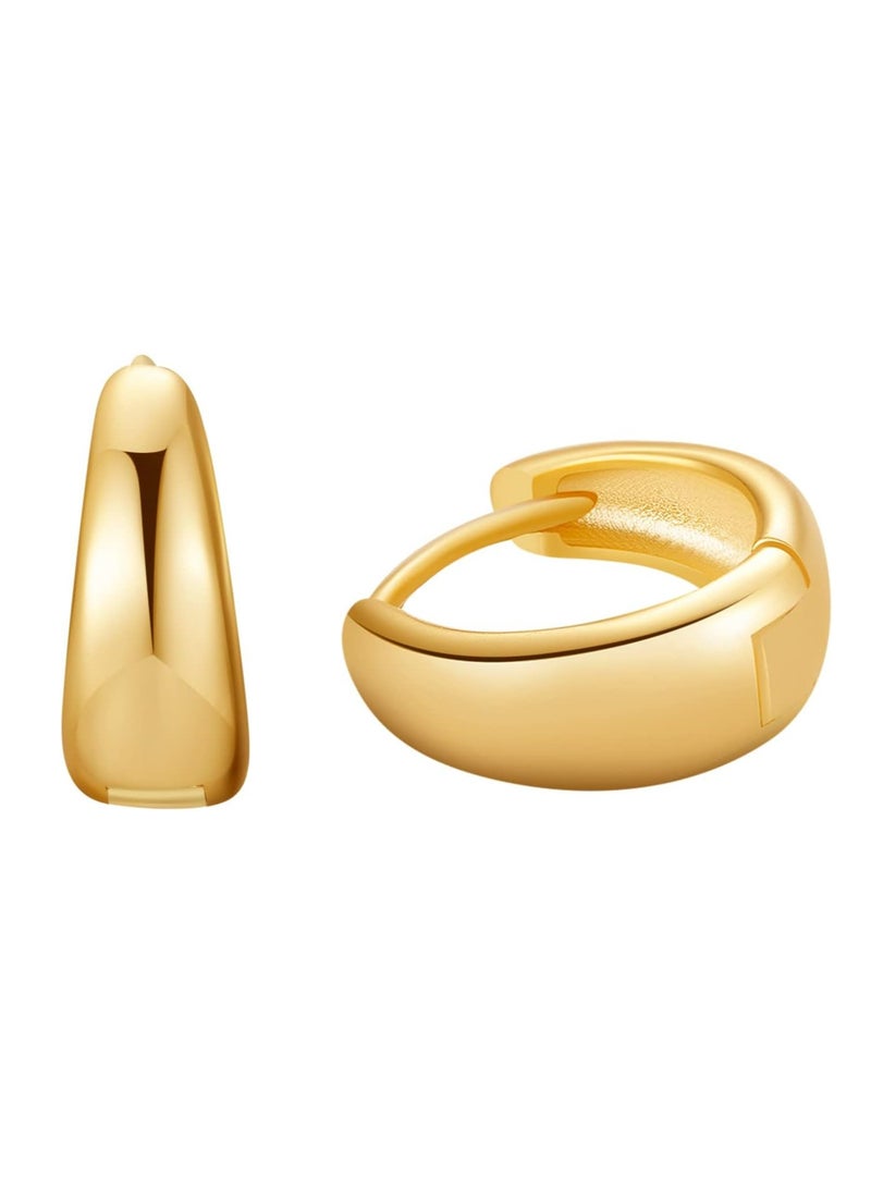 إسكدنيا أقراط دائرية سميكة للنساء من الفضة الإسترليني عيار 925 والذهب عيار 14 قيراط، أقراط عناق مطلية بالذهب، للارتداء اليومي - Image 1