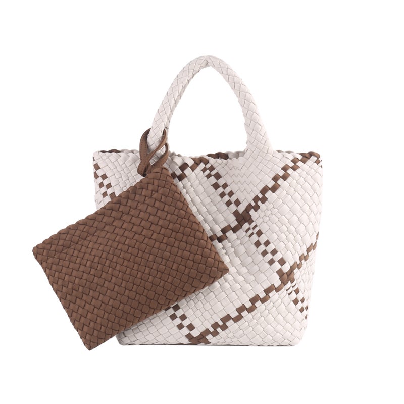 Women'S Diving Material Handmade Woven Bag Mother And Girl Beach Bag Large Capacity Shoulder Hand Tote Bag For Women - Image 1
