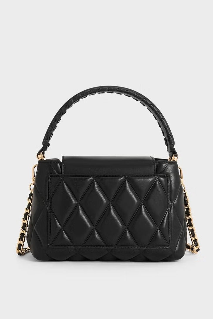 Charles & Keith Borsa con manico superiore con tracolla intrecciata trapuntata Arwen - Nero - Image 4