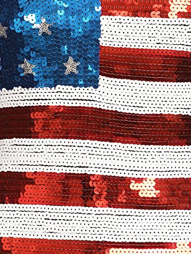 Anna-Kaci Womens Patriotic USA Flag American Sequin V Neck Cami Tank Top, Multicolored, Small - Image 5