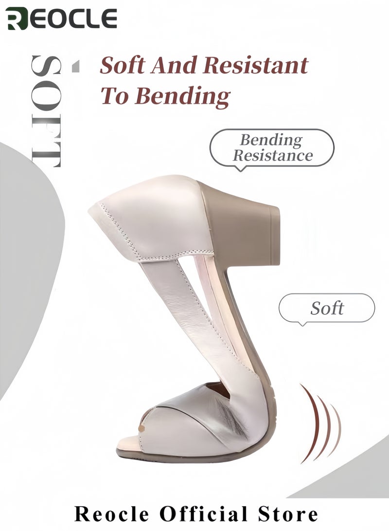 REOCLE Women's Non-slip Genuine Leather Sandals Summer Casual Leather Shoes Open Toe Chunky Heel Fashion Comfortable Work Office Dress Shoes - Image 4