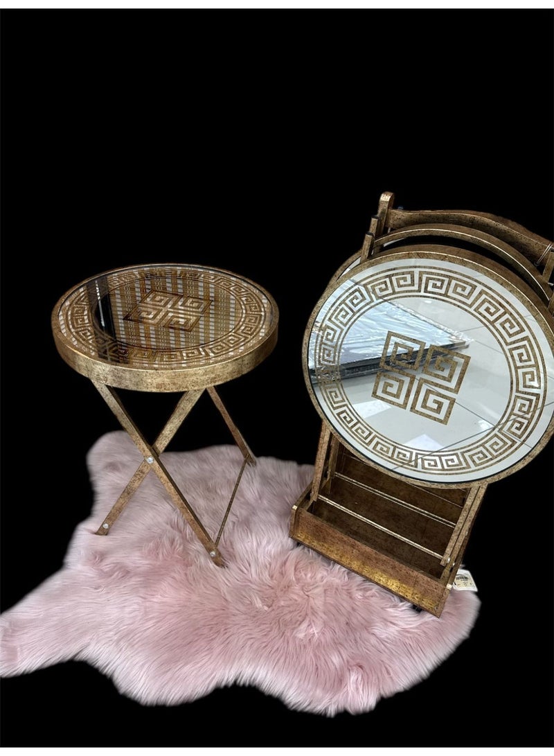 AL KHALDIYA 4-piece transparent foldable side service tables for an elegant and ideal home, suitable for serving