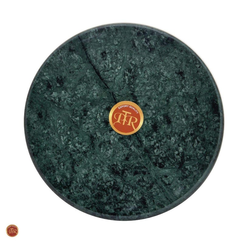 PTR Handmade Marble Chakla Roti Paratha Maker Rolling Board Polpat Rolling Pin Board for Home Kitchen Green - Image 1