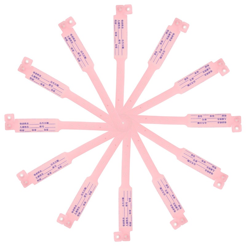 Pink Adjustable Medical ID Wristbands 100 Pack For Hospital Use Comfortable Information Straps - Image 2