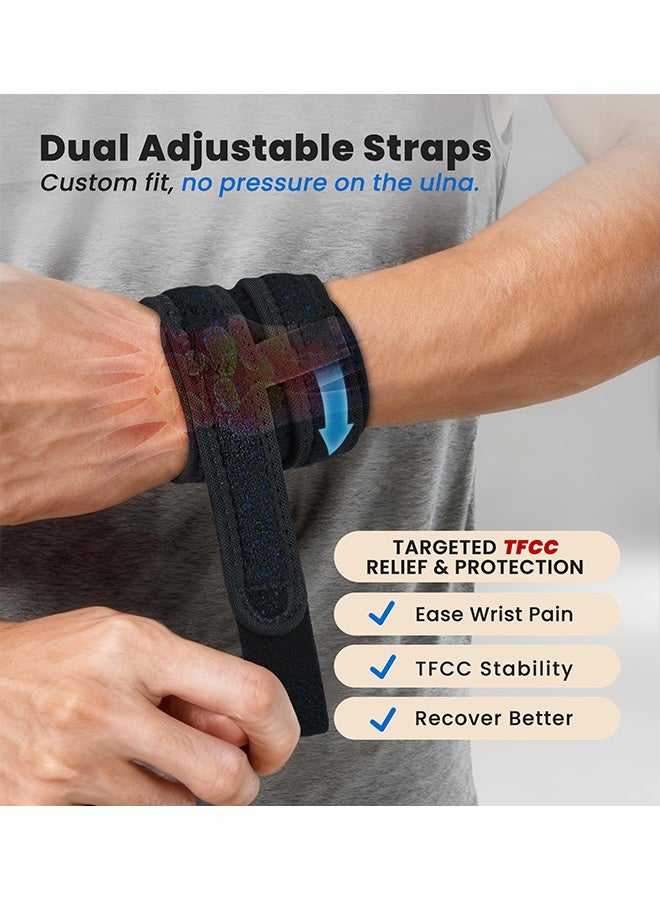 2-Pack Wrist Brace Support for Ulnar Pain, Carpal Tunnel & Tendinitis Relief, Dual Adjustable Straps Wrist Wrap, Breathable Comfortable Wrist Brace for Sports, Work & Daily Use (Black) - Image 3