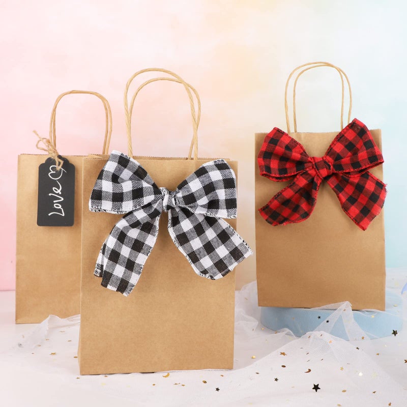 Eusoar Paper Bags with Handle - Small Pack of 12, 15 x 8 x 21 cm - Brown Kraft Paper Bags for Christmas Gifts - Image 5