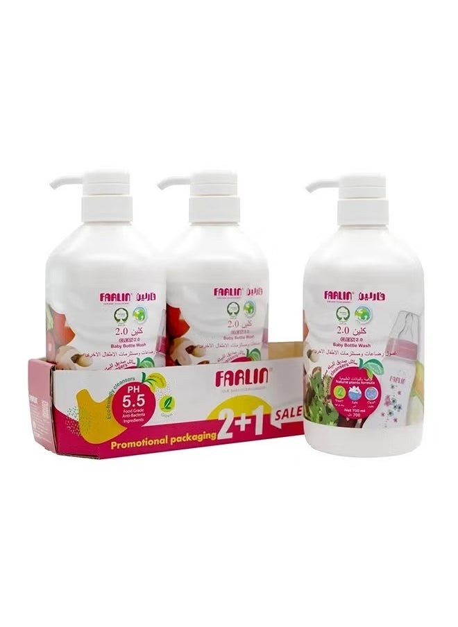 FARLIN Pack Of 3 Baby Bottle Liquid Wash - 3x700ml  - Image 2