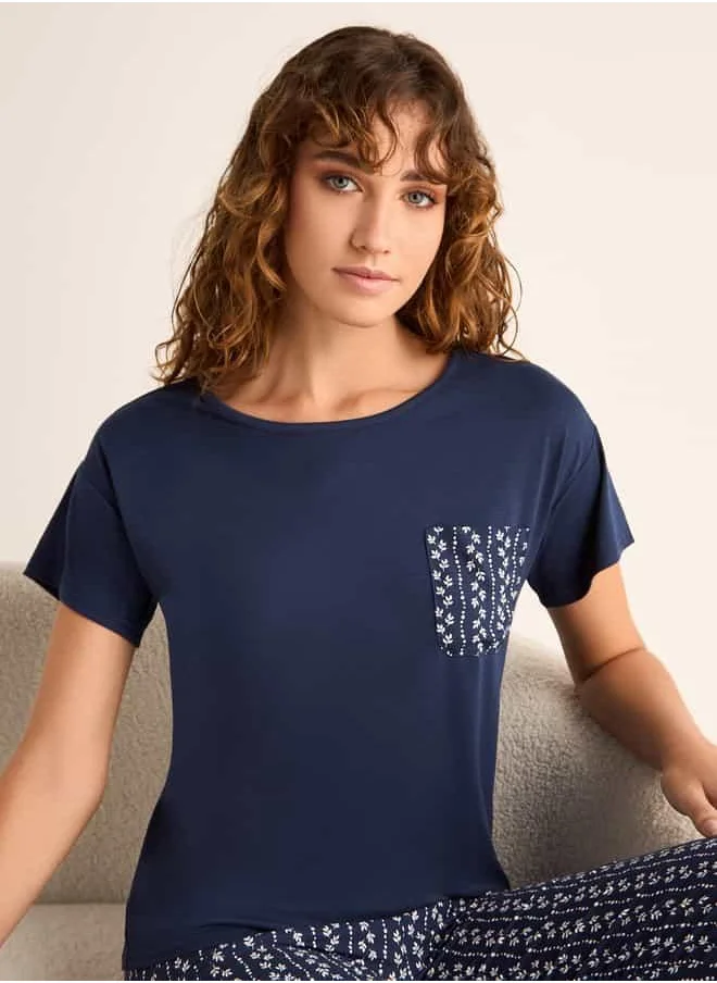 فاف Floral Print Short Sleeves T-shirt and Pyjama Set