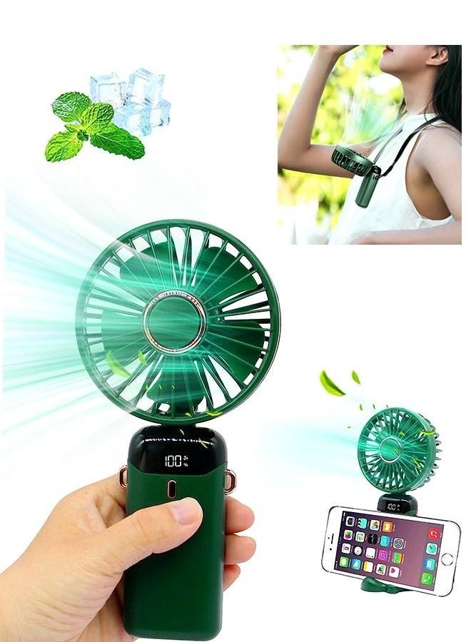 HOMESTAR Portable Handheld Fan, Quiet mini Fan, 2400 mAh USB Rechargeable Personal Fan, Battery Operated Table Fan with 5 Speeds for Home , Travel, Commute, Makeup, Office (Green)  - Image 1