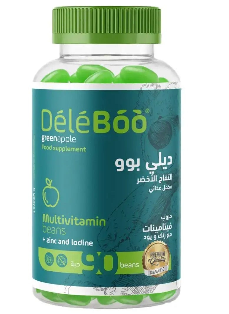 DéléBoo A Nutritional Supplement Multivitamin Pills With Zinc And Iodine That Contribute To Maintaining Healthy Bones And Teeth And Help Strengthen The Immune System, With Green Apple Flavor - 90 Pieces  - Image 1