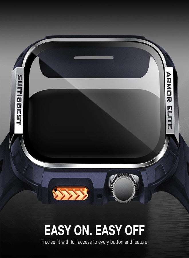 Suitisbest Metal Rugged Case for Apple Watch 46mm Case, Shockproof Protective Case Bumper Full-Metal Bezel 9H Tempered Glass Screen Protector Cover for iWatch 10 - Image 4