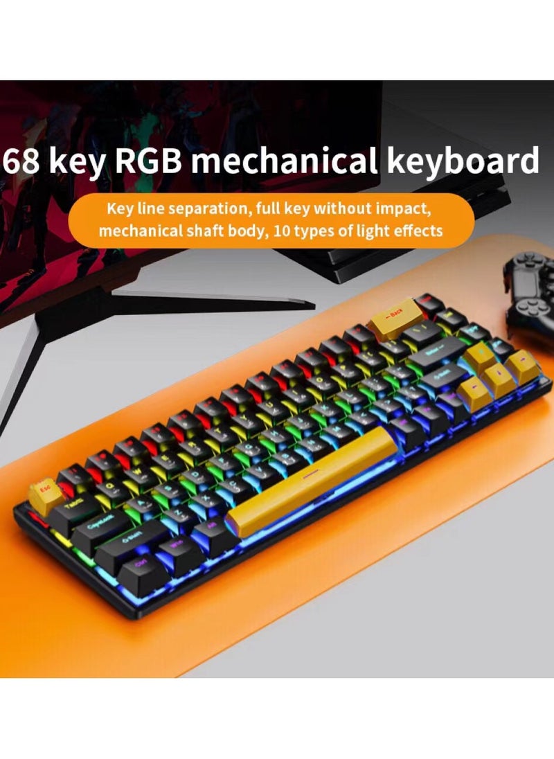 العربية - الإنجليزية المحمولة السلكية 68 مفاتيح RGB 60 ٪ الميكانيكية لعبة لوحة المفاتيح ، مع انفصال كابل نوع جيم ، الأسود والأصفر - pzsku/Z2D4AC63B6E8D7A25341AZ/45/_/1725701231/55f9ca60-2ee2-4542-9c27-9a2c2ae16681