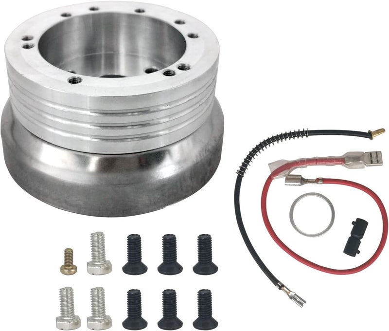 LicBund 5/6 Hole Steering Wheel Hub Adapter Installation Kit for GMC Chevy Pontiac Truck Pickup - Silver - Image 1