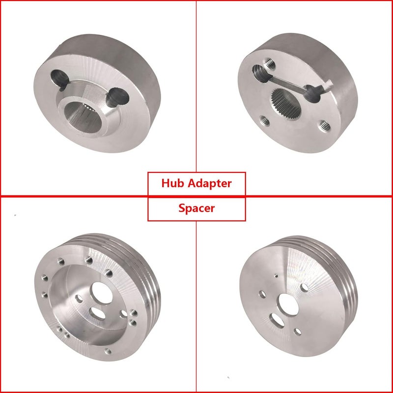 LicBund 5/6 Hole Steering Wheel Hub Adapter Installation Kit for GMC Chevy Pontiac Truck Pickup - Silver - Image 5