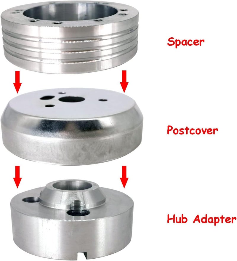 LicBund 5/6 Hole Steering Wheel Hub Adapter Installation Kit for GMC Chevy Pontiac Truck Pickup - Silver - Image 3