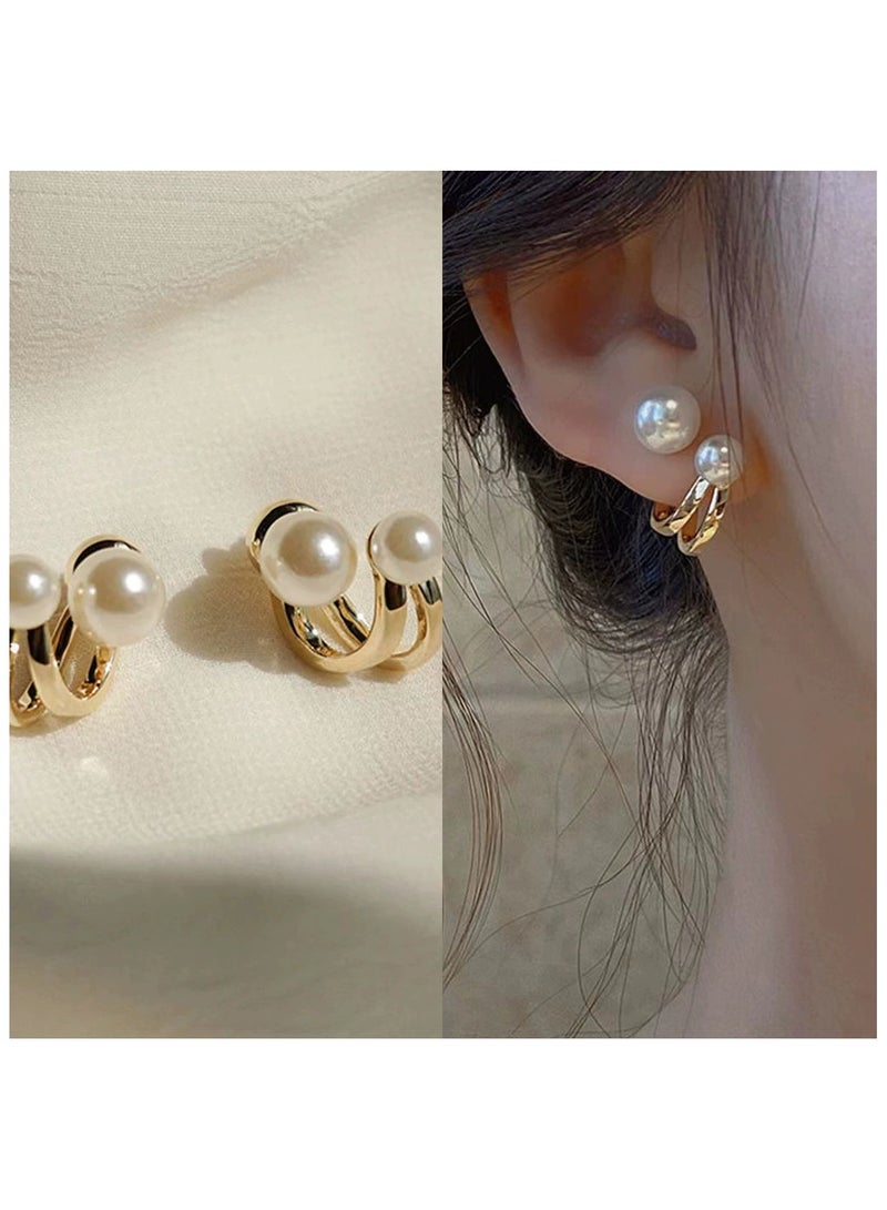Goolsky 2-in-1 Pearl Stud Earrings for Women – French Retro Minimalist Design, Unique & Elegant Jewelry for Daily or Formal Wear - Image 1