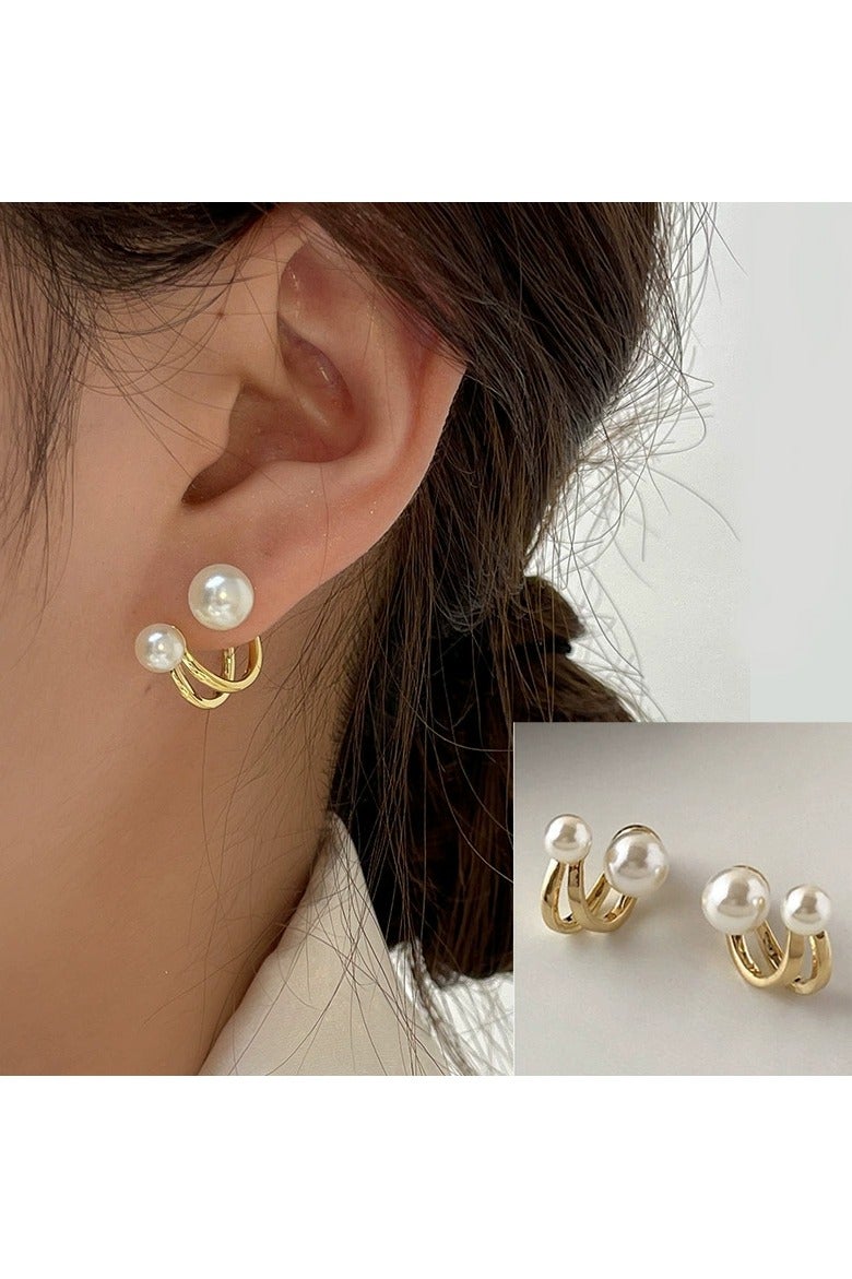 Goolsky 2-in-1 Pearl Stud Earrings for Women – French Retro Minimalist Design, Unique & Elegant Jewelry for Daily or Formal Wear - Image 4