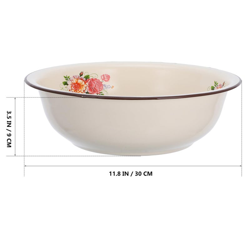 Hemoton Vintage Enamelware Mixing Bowl 3.54 Inch Round Enamel Basin for Kitchen Food Preparation and Baking - Image 2