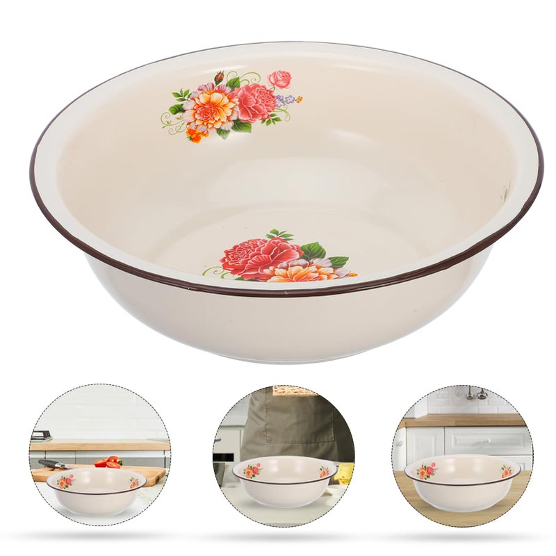 Hemoton Vintage Enamelware Mixing Bowl 3.54 Inch Round Enamel Basin for Kitchen Food Preparation and Baking - Image 4