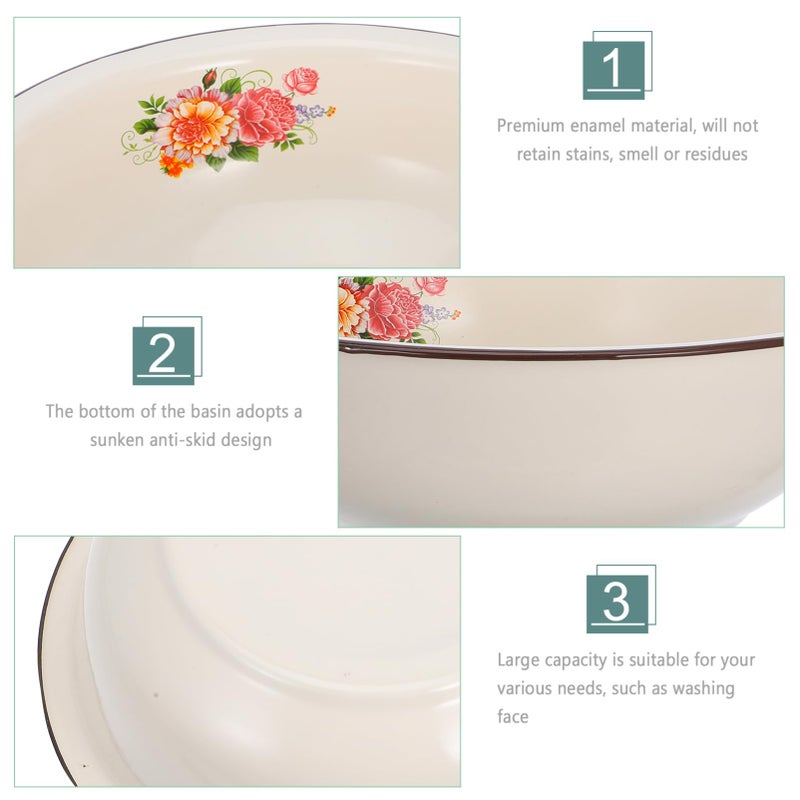 Hemoton Vintage Enamelware Mixing Bowl 3.54 Inch Round Enamel Basin for Kitchen Food Preparation and Baking - Image 3