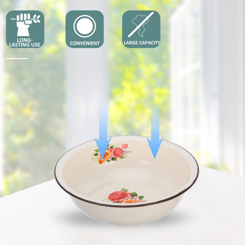 Hemoton Vintage Enamelware Mixing Bowl 3.54 Inch Round Enamel Basin for Kitchen Food Preparation and Baking - Image 5