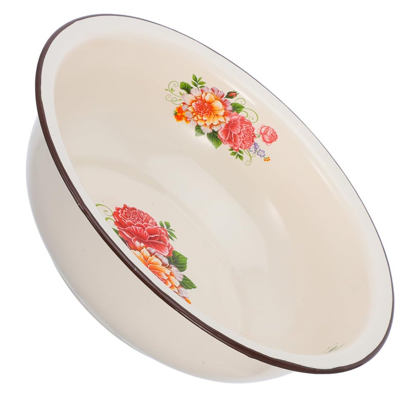 Hemoton Vintage Enamelware Mixing Bowl 3.54 Inch Round Enamel Basin for Kitchen Food Preparation and Baking - Image 1