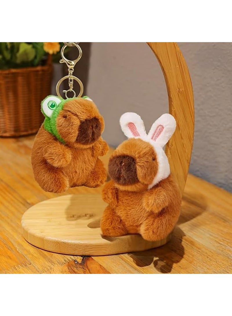 SYOSI Capybara Keychain, Plush Animal Keyring, Cute Soft Mini Pendant for Bags Keys and Backpacks, Fun Decoration or Gift for Women Men Kids, 2 Pcs - Image 4