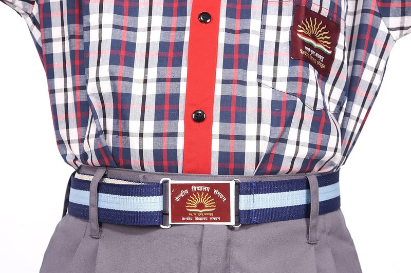 Enterprise Kendriya Vidalaya Belt with Metal Buckel KV Logo with adjustable facility, Pack of 3