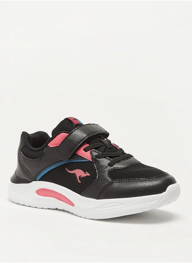 kangaROOS Girls' Colourblock Sports Shoes with Hook and Loop Closure