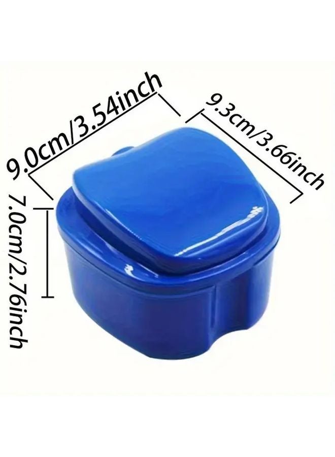 Pink Denture Braces Bath Case Cup Holder Cleaner False Teeth Storage Soak Container With Strainer Basket - Image 3