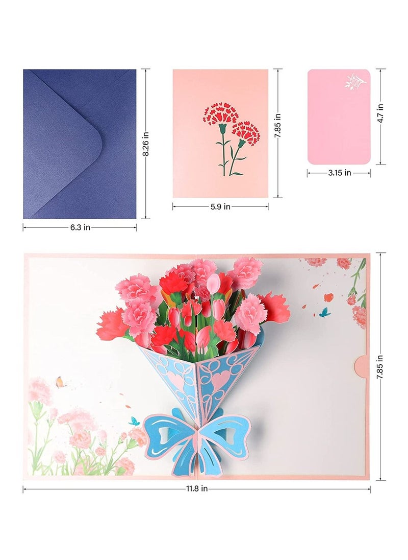 Y&D 1 item Greeting Card, 3D Pop up Flower Bouquet Card - Blank Anniversary, Wedding or Party Invitation For Wife, Mom, Sister, Grandma, Daughter and Girlfriend  - Image 1