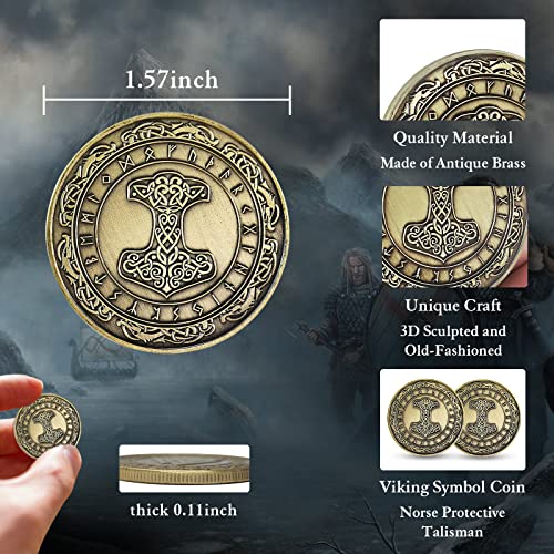 Imasoner Norse Viking Mjolnir Coin Thor's Hammer Coin Nordic Mythology Talisman - Image 4
