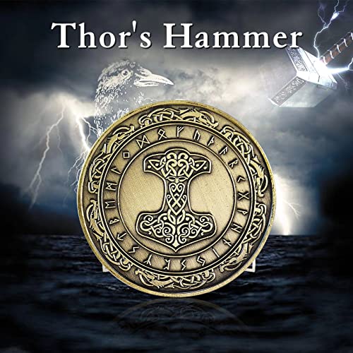 Imasoner Norse Viking Mjolnir Coin Thor's Hammer Coin Nordic Mythology Talisman - Image 3