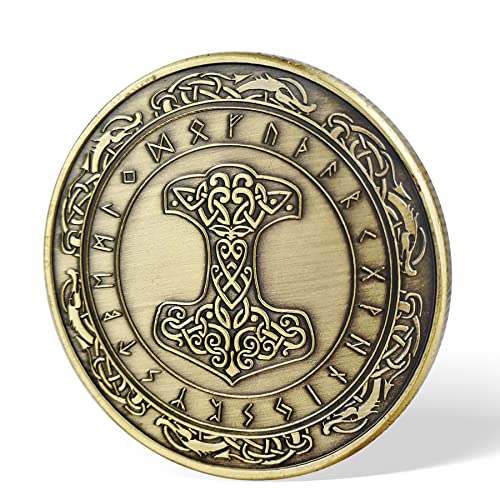 Imasoner Norse Viking Mjolnir Coin Thor's Hammer Coin Nordic Mythology Talisman - Image 2