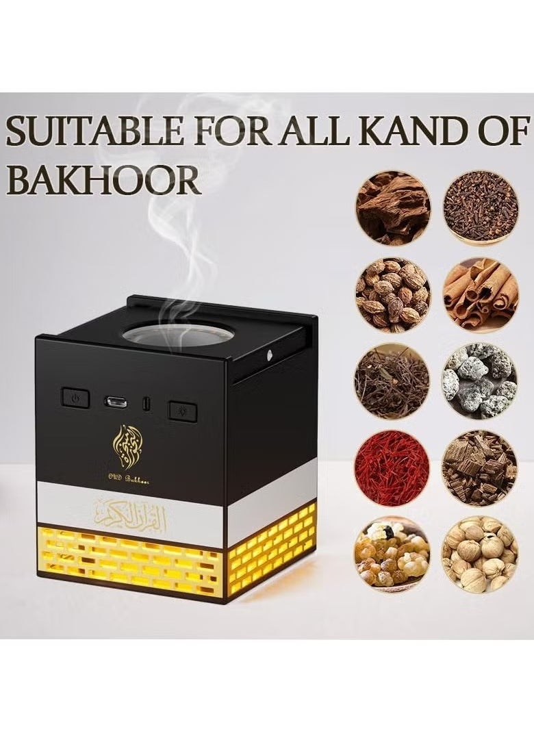 JAJEEK SQ178 Quran Speaker with Bakhoor, LED Lights, 18 Reciters, and 15 Translations – Multifunctional Quran Speaker for Listening, Reading, and Spiritual Upliftment, Featuring Quran Chapters, LED Lighting, and Bakhoor Burner - Image 3