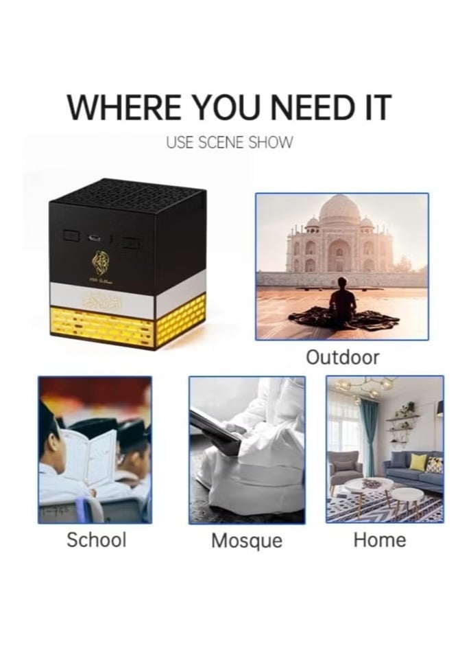 JAJEEK SQ178 Quran Speaker with Bakhoor, LED Lights, 18 Reciters, and 15 Translations – Multifunctional Quran Speaker for Listening, Reading, and Spiritual Upliftment, Featuring Quran Chapters, LED Lighting, and Bakhoor Burner - Image 4