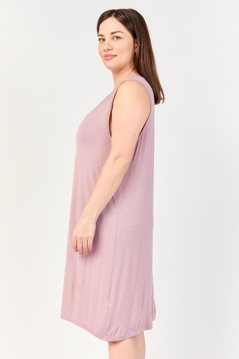 FOREVER 21 Women Sleeveless Textured Sleepwear Dress, Rose Pink - Image 3