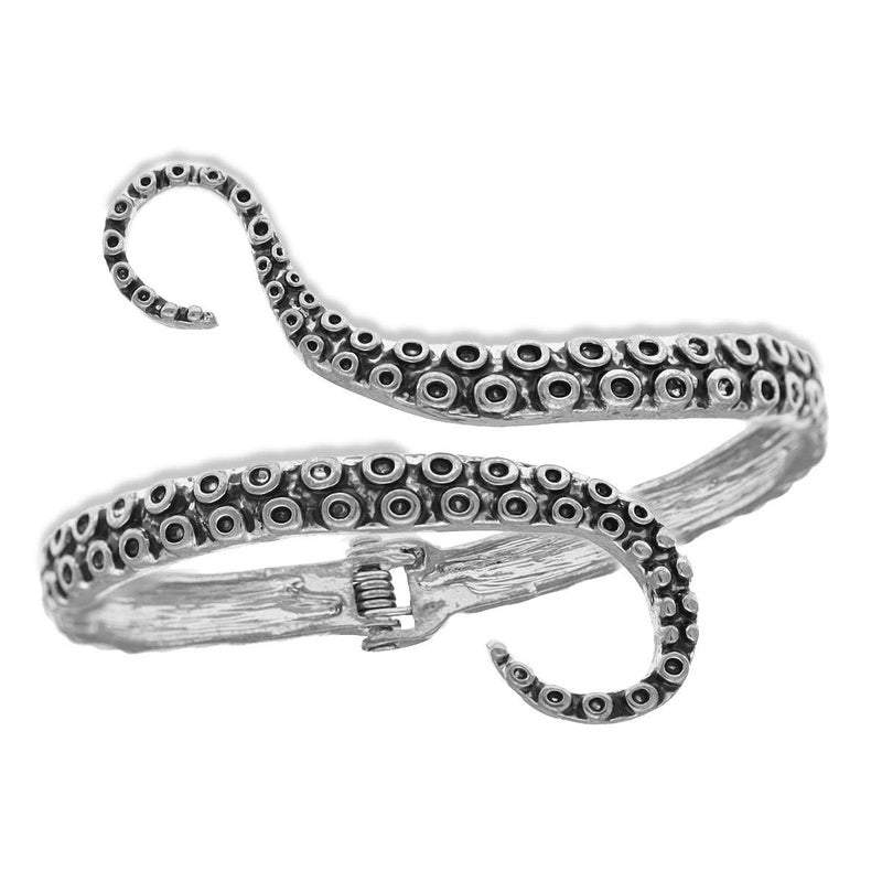 RechicGu Vintage Silver Octopus Tentacle Animal Sea Ocean Hinged Open Bracelet Bangle Cuff Scary Horror Goth - Image 3