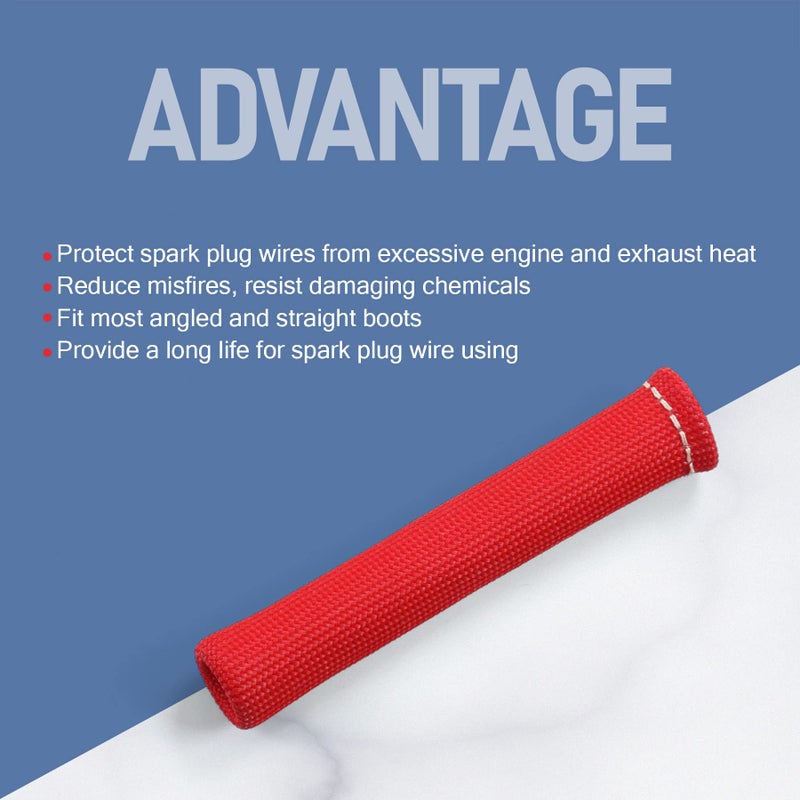JDMSPEED 8 قطع غطاء واقي من الحرارة سلك شمعات الإشعال الأحمر 1200 درجة فهرنهايت بديل لـ SBC BBC 350 454 بطول 6 بوصات - Image 5