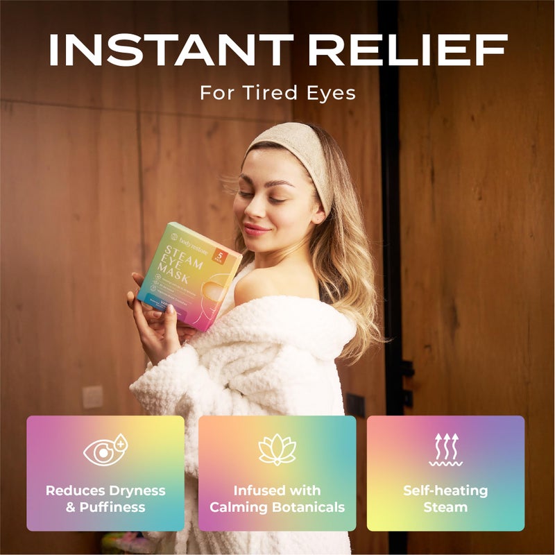 Body Restore Heated Eye Mask for Dry Eyes 5 Pack - Self Heating Warm Compress, Christmas Stocking Stuffers, White Elephant, Birthday Gifts for Women, Men, Stye Eye Treatment, Relaxation - Variety - Image 2