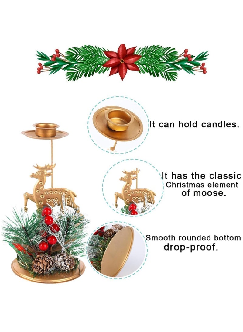Christmas Candle Holder Candlestick Holder Candle Stick Holder Pentagram and Pine Cone Christmas Decoration Tree Pine Gift for Table Centerpiece Festive Ornaments Mantel Home Party Thanksgiving (3pcs) - Image 3
