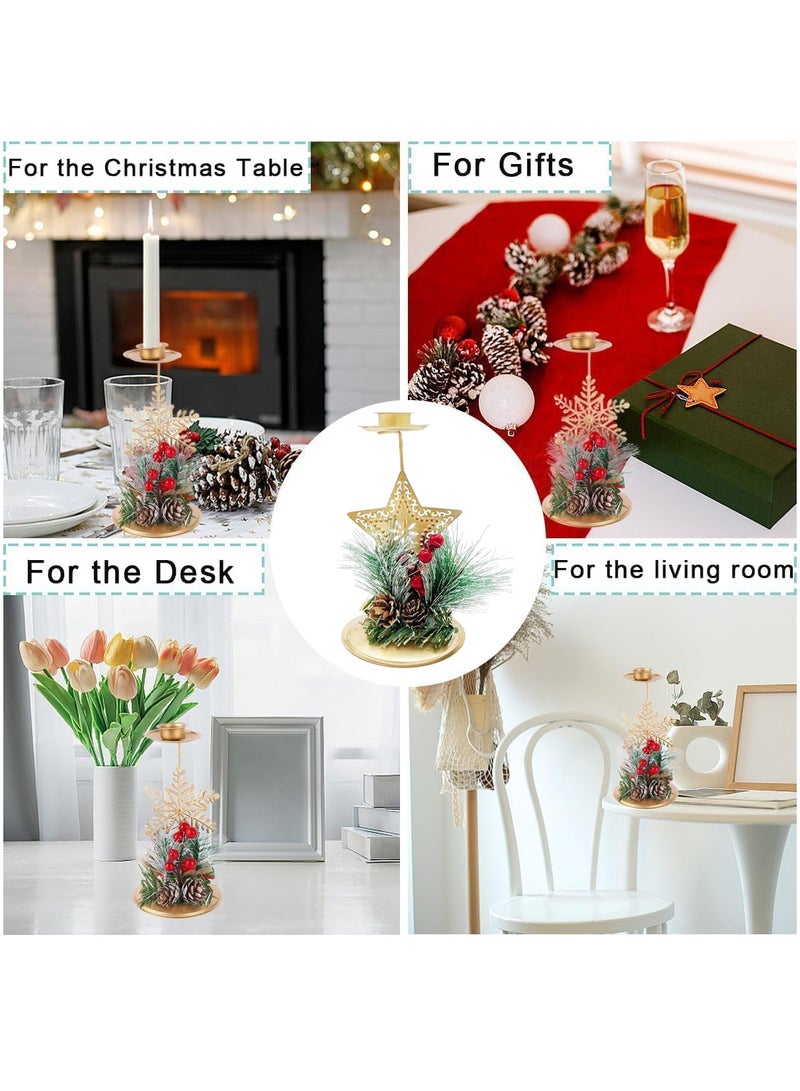 Christmas Candle Holder Candlestick Holder Candle Stick Holder Pentagram and Pine Cone Christmas Decoration Tree Pine Gift for Table Centerpiece Festive Ornaments Mantel Home Party Thanksgiving (3pcs) - Image 5