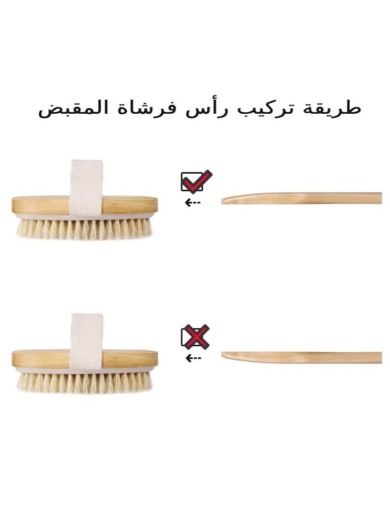 AceLuste 5-Piece Body Brush and Massage Handle Set, Shower Brush Kit for Relax and Deep Clean, Beige - Image 5
